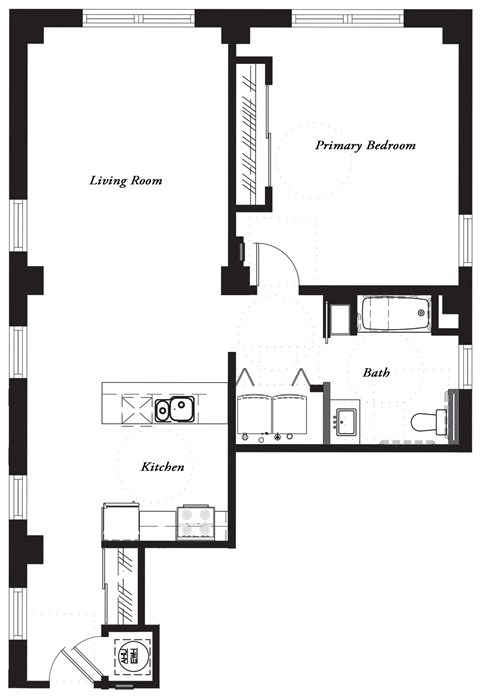 YH C 1092sf Floor Plan at York House, Saint Louis, Missouri